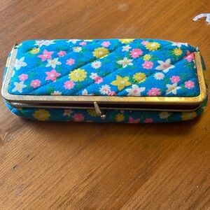 Vintage 1960  made in Japan make up fabric floral case